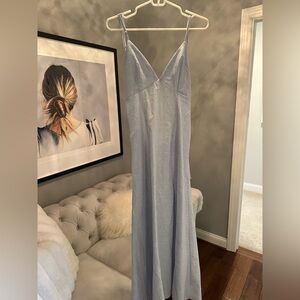 Elegant Blue Striped Women's Sun Dress